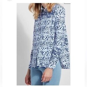 Lysse Connie Shirt - Splatter Tie Dye Blue SZ XL Blue/White